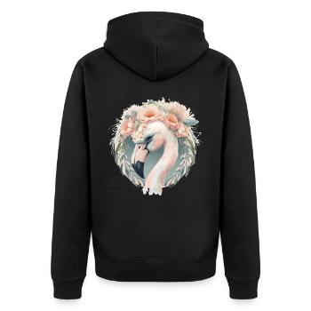 Mignon flamant blanc fleur exotique d’oiseau couronne Tropi - Veste à capuche bio Premium Unisexe - noir - Dos - Nico (187cm)