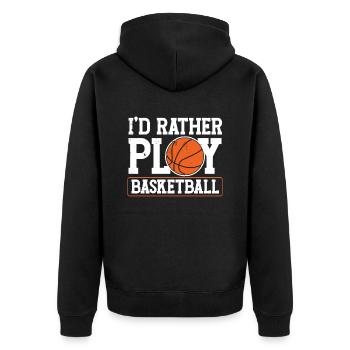 I'd rather play basketball player team - Unisex Premium Organic Zip Hoodie - black - Back - Nico (187cm)