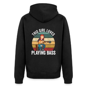 Cette fille adore jouer du bassiste - Veste à capuche bio Premium Unisexe - noir - Dos - Nico (187cm)