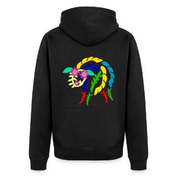 Schaf aus Blumen Schafe - Unisex Premium Bio Zip Hoodie - Schwarz - Hinten - Nico (187cm)