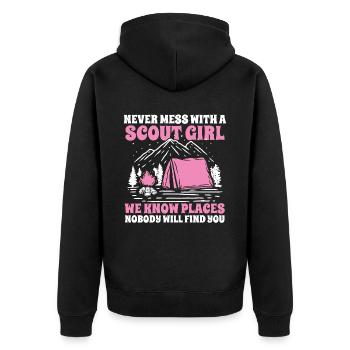 Pfadfinder Lustig - Unisex Premium Bio Zip Hoodie - Schwarz - Hinten - Nico (187cm)