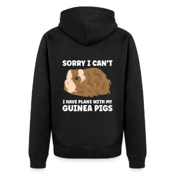 Meerschweinchen Geschenk Haustier Meerschweinchen - Unisex Premium Bio Zip Hoodie - Schwarz - Hinten - Nico (187cm)