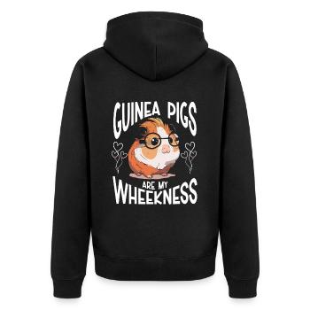 Meerschweinchen Geschenk Haustier Meerschweinchen - Unisex Premium Bio Zip Hoodie - Schwarz - Hinten - Nico (187cm)
