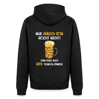 Bier Biertrinker Saufen Spruch Malle Party - Unisex Premium Bio Zip Hoodie - Schwarz - Hinten - Nico (187cm)