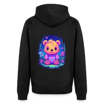 Cute Pink Bear Teddy Cuddly Toy - Unisex Premium Organic Zip Hoodie - black - Back - Nico (187cm)