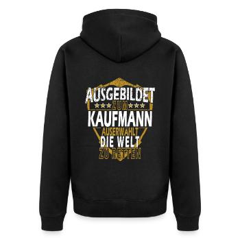 Einzelhandel Kaufmann Kauffrau lustige Verkäufer - Unisex Premium Bio Zip Hoodie - Schwarz - Hinten - Nico (187cm)