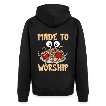 Monstre spaghetti volant FSM Pastafarian - Veste à capuche bio Premium Unisexe - noir - Dos - Nico (187cm)
