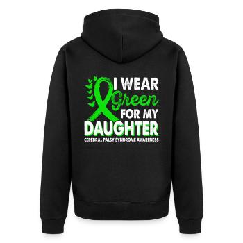 Wear green for awareness of the - Unisex Premium Organic Zip Hoodie - black - Back - Nico (187cm)