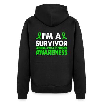 Überlebende Des Zerebralparese-syndroms - Unisex Premium Bio Zip Hoodie - Schwarz - Hinten - Nico (187cm)