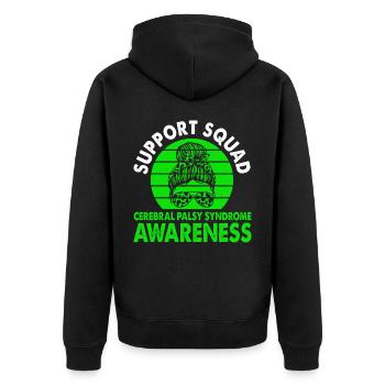 Support Squad Cerebral palsy syndrome - Unisex Premium Organic Zip Hoodie - black - Back - Nico (187cm)