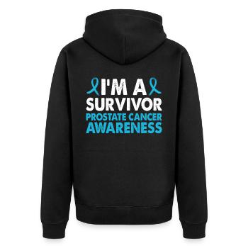 Prostate Cancer Awareness Month for Survivors - Unisex Premium Organic Zip Hoodie - black - Back - Nico (187cm)