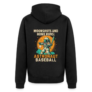 Baseball-Astronaut Baseballspieler im Weltraum - Unisex Premium Bio Zip Hoodie - Schwarz - Hinten - Nico (187cm)