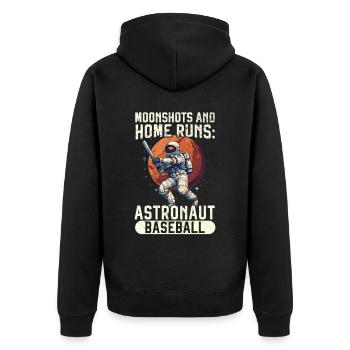 Baseball-Astronaut Baseballspieler im Weltraum - Unisex Premium Bio Zip Hoodie - Schwarz - Hinten - Nico (187cm)