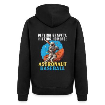 Baseball-Astronaut Baseballspieler im Weltraum - Unisex Premium Bio Zip Hoodie - Schwarz - Hinten - Nico (187cm)