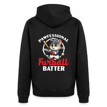 Katze Baseball-Liebhaber Baseball-Spieler Sport Miau - Unisex Premium Bio Zip Hoodie - Schwarz - Hinten - Nico (187cm)