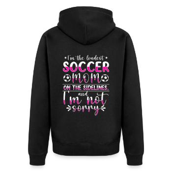 Fußball-Mutter Gameday Soccer Mom - Unisex Premium Bio Zip Hoodie - Schwarz - Hinten - Nico (187cm)