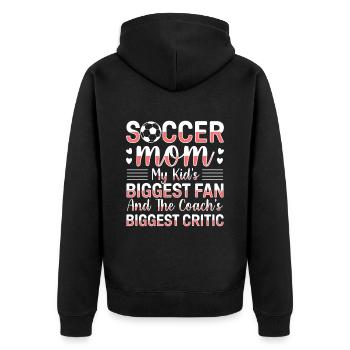 Fußball-Mutter Gameday Soccer Mom - Unisex Premium Bio Zip Hoodie - Schwarz - Hinten - Nico (187cm)