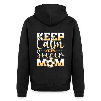 Fußball-Mutter Gameday Soccer Mom - Unisex Premium Bio Zip Hoodie - Schwarz - Hinten - Nico (187cm)