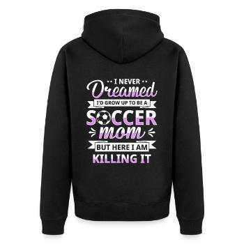 Fußball-Mutter Gameday Soccer Mom - Unisex Premium Bio Zip Hoodie - Schwarz - Hinten - Nico (187cm)