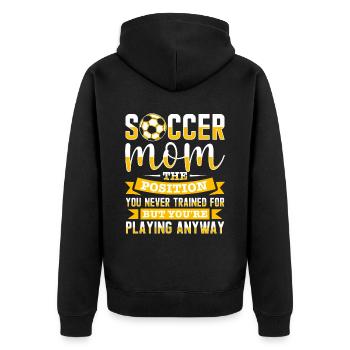 Fußball-Mutter Gameday Soccer Mom - Unisex Premium Bio Zip Hoodie - Schwarz - Hinten - Nico (187cm)