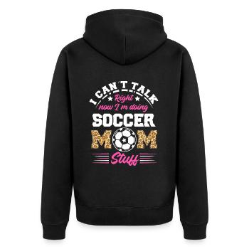 Fußball-Mutter Gameday Soccer Mom - Unisex Premium Bio Zip Hoodie - Schwarz - Hinten - Nico (187cm)