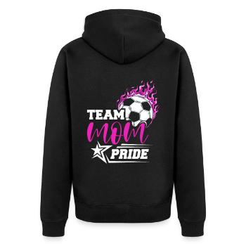 Fußball-Mutter Gameday Soccer Mom - Unisex Premium Bio Zip Hoodie - Schwarz - Hinten - Nico (187cm)
