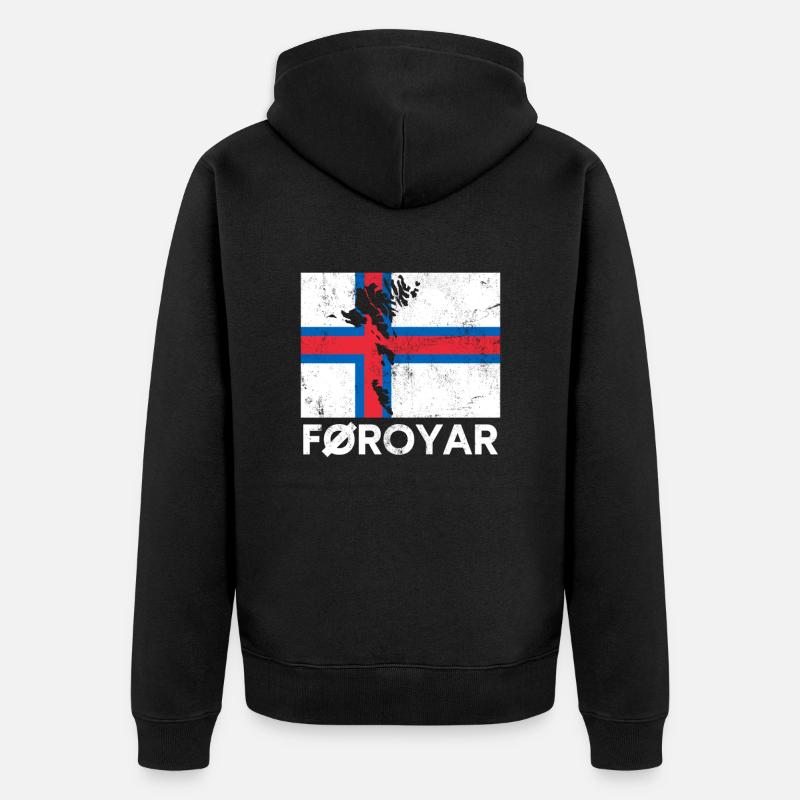 Îles Féroé, Flag Îles Féroé - Veste à capuche bio Premium Unisexe - noir