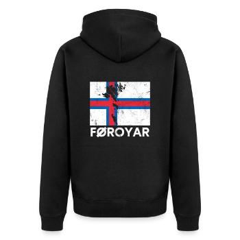 faroe islands, flag faroe islands - Unisex Premium Bio Zip Hoodie - Schwarz - Hinten - Nico (187cm)