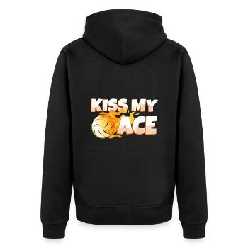 Kiss my ace volleyball - Unisex Premium Bio Zip Hoodie - Schwarz - Hinten - Nico (187cm)