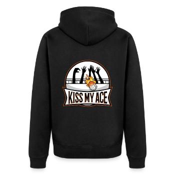 Kiss my ace volleyball - Unisex Premium Bio Zip Hoodie - Schwarz - Hinten - Nico (187cm)