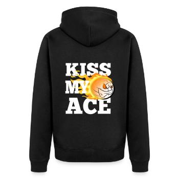 Kiss my ace volleyball - Unisex Premium Bio Zip Hoodie - Schwarz - Hinten - Nico (187cm)