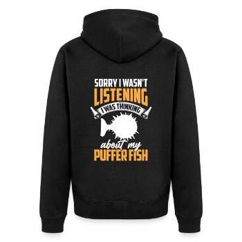 Thinking of puffer fish Giant puffer fish - Unisex Premium Organic Zip Hoodie - black - Back - Nico (187cm)