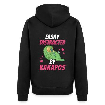 Kakapo lenkt ab flugunfähiger Papagei Kakapo - Unisex Premium Bio Zip Hoodie - Schwarz - Hinten - Nico (187cm)