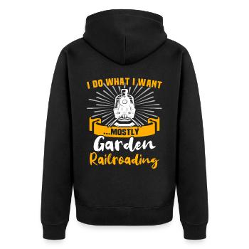 Gartenbahn Garteneisenbahn Spur G - Unisex Premium Bio Zip Hoodie - Schwarz - Hinten - Nico (187cm)