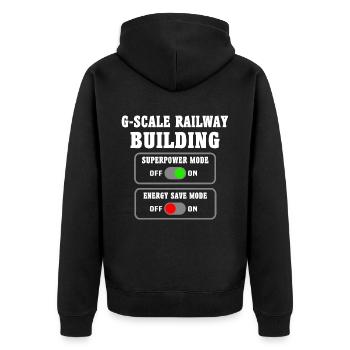 Gartenbahn Garteneisenbahn Spur G - Unisex Premium Bio Zip Hoodie - Schwarz - Hinten - Nico (187cm)