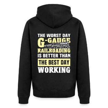 Gartenbahn Garteneisenbahn Spur G - Unisex Premium Bio Zip Hoodie - Schwarz - Hinten - Nico (187cm)