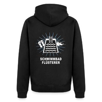 Bademeister Schwimmmeister - Unisex Premium Bio Zip Hoodie - Schwarz - Hinten - Nico (187cm)