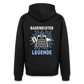 Bademeister Schwimmmeister - Unisex Premium Bio Zip Hoodie - Schwarz - Hinten - Nico (187cm)