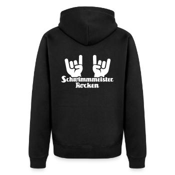 Bademeister Schwimmmeister - Unisex Premium Bio Zip Hoodie - Schwarz - Hinten - Nico (187cm)