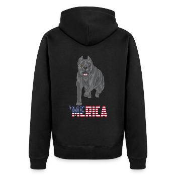 Cane Corso Merica - Unisex Premium Bio Zip Hoodie - Schwarz - Hinten - Nico (187cm)