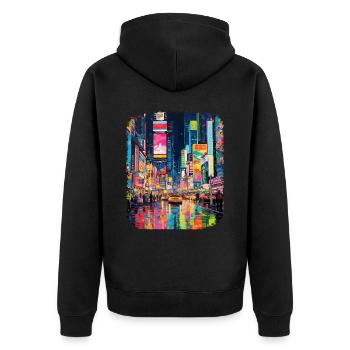 New York City - Unisex Premium Bio Zip Hoodie - Schwarz - Hinten - Nico (187cm)