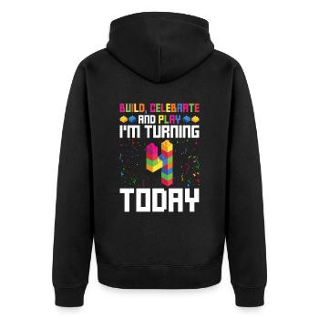Spielzeugblöcke Geburtstag Für Blockbau 4. - Unisex Premium Organic Zip Hoodie - black - Back - Nico (187cm)