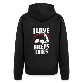 I love bicep curls biceps muscles sayings - Unisex Premium Organic Zip Hoodie - black - Back - Nico (187cm)