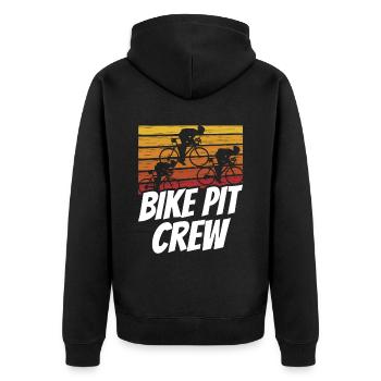 Fahrrad Boxencrew Radrennen Radrennfahrer - Unisex Premium Bio Zip Hoodie - Schwarz - Hinten - Nico (187cm)