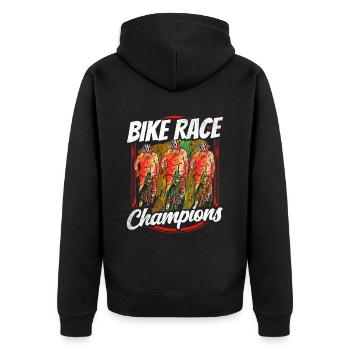 Radrennen Champions Fahrrad Radrennfahrer - Unisex Premium Bio Zip Hoodie - Schwarz - Hinten - Nico (187cm)