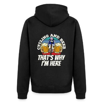 Radfahren Und Bier Deshalb Bin Ich Hier Fahrrad - Unisex Premium Bio Zip Hoodie - Schwarz - Hinten - Nico (187cm)