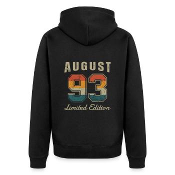 Date de naissance : Août 1993 - Edition Limitée Rétro - Veste à capuche bio Premium Unisexe - noir - Dos - Nico (187cm)