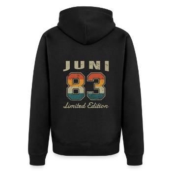 Date de naissance : Juin 1983 - Edition Limitée Rétro - Veste à capuche bio Premium Unisexe - noir - Dos - Nico (187cm)