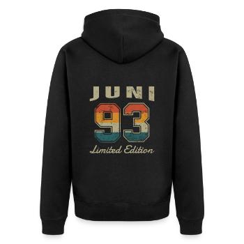 Date de naissance : Juin 1993 - Edition Limitée Rétro - Veste à capuche bio Premium Unisexe - noir - Dos - Nico (187cm)