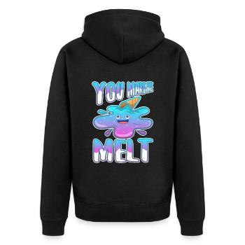 You make me melt, Eiscreme - Unisex Premium Bio Zip Hoodie - Schwarz - Hinten - Nico (187cm)